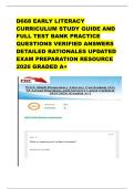D668 EARLY LITERACY CURRICULUM STUDY GUIDE AND FULL TEST BANK PRACTICE QUESTIONS VERIFIED ANSWERS DETAILED RATIONALES UPDATED EXAM PREPARATION RESOURCE 2026 GRADED A&plus;&NewLine;