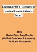 Louisiana POST &ndash; Elements of Criminal Conduct Statutes Exam 1 PDF &vert; Criminal Law Study Guide&comma; Practice Questions & Exam Review 2026