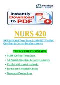 NURS 420 Midterm Exam &ndash; Practice Questions&comma; Answers & Comprehensive Study Guide