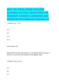 ALGEBRA ACTUAL QUESTIONS 100 PERCENT CORRECT ANSWERS AND DETAILED RATIONALES GRADED A&plus;&NewLine;1&period; Solve for x&colon; 3x - 7 &equals; 14&period;&NewLine;&NewLine;A&period; 5&NewLine;B&period; 7&NewLine;C&period; 9&NewLine;D&period; 11&NewLine;&NewLine;Correct Answer&colon; B&period; 7&NewLine;&NewLine;Rationale&colon; Add 7 to both sides to get 3x &equals; 21&period; Divide both sides by 3 to get x &equals; 7&period; 