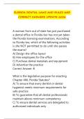 FLORIDA DENTAL LAWS AND RULES AND&NewLine;CORRECT ANSWERS UPDATE 2026