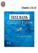 Cognition 8th Edition Chapter&period; 1-14 - Daniel Reisberg - Test Bank PDF
