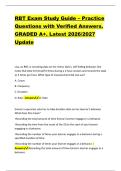 RBT Exam Study Guide &ndash; Practice &NewLine;Questions with Verified Answers&period; &NewLine;GRADED A&plus;&period; Latest 2026&sol;2027 &NewLine;Update 