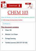 Chem 103 Module 1 to 6 Exam with Verified answers &lpar;100 OUT OF 100&rpar; Portage learning &lpar;Latest Update&rpar;&NewLine;
