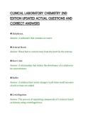 CLINICAL LABORATORY CHEMISTRY 2ND&NewLine;EDITION UPDATED ACTUAL QUESTIONS AND&NewLine;CORRECT ANSWERS&NewLine;