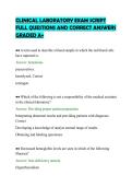 CLINICAL LABORATORY EXAM SCRIPT&NewLine;FULL QUESTIONS AND CORRECT ANSWERS&NewLine;GRADED A&plus;&NewLine;
