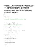 CLINICAL MANIFESTATIONS AND ASSESSMENT&NewLine;OF RESPIRATORY DISEASE CHAPTER 44&NewLine;COMPREHENSIVE SOLVED QUESTIONS AND&NewLine;COMPLETE ANSWERS