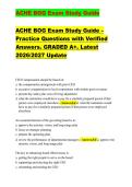 ACHE BOG Exam Study Guide &NewLine;ACHE BOG Exam Study Guide &ndash; &NewLine;Practice Questions with Verified &NewLine;Answers&period; GRADED A&plus;&period; Latest &NewLine;2026&sol;2027 Update