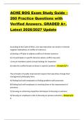ACHE BOG Exam Study Guide &ndash; &NewLine;260 Practice Questions with &NewLine;Verified Answers&period; GRADED A&plus;&period; &NewLine;Latest 2026&sol;2027 Update 