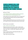 CLINICAL NURSING SKILLS AND&NewLine;TECHNIQUES COMPREHENSIVE&NewLine;EXAMINATION TEST COMPLETE&NewLine;QUESTIONS AND CORRECT ANSWERS&NewLine;