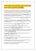 NEW YORK STATE NOTARY EXAM QUESTIONS WITH 100&percnt; ACCURATE ANSWERS