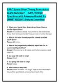 BSAC Sports Diver Theory Exam Actual Exam 2026&sol;2027 &ndash; 100&percnt; Verified Questions with Answers&ndash;Graded A&plus; &lpar;MOST RECENT&rpar; Instant Download