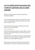CLR 110 CERTIFICATION EVALUATION 2026&NewLine;COMPLETE QUESTIONS AND ACCURATE&NewLine;ANSWERS