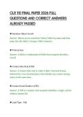 CLR 110 FINAL PAPER 2026 FULL&NewLine;QUESTIONS AND CORRECT ANSWERS&NewLine;ALREADY PASSED