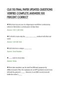 CLR 110 FINAL PAPER UPDATED QUESTIONS&NewLine;VERIFIED COMPLETE ANSWERS 100&NewLine;PERCENT CORRECT