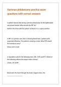 Hartman phlebotomy practice exam questions with correct answers