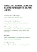 CLR110 CLARITY DATA MODEL CERTIFICATION&NewLine;EVALUATION TESTED QUESTIONS COMPLETE&NewLine;ANSWERS