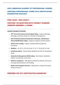 AAPC &lpar;AMERICAN ACADEMY OF PROFESSIONAL CODERS&rpar; &NewLine;CERTIFIED PROFESSIONAL CODER &lpar;CPC&rpar; CERTIFICATION &NewLine;EXAMINATION 2026-2027&period; &NewLine;FINAL EXAM &ndash; REAL EXAM 3 &NewLine;CONTAINS 100 QUESTIONS WITH CORRECT ANSWERS &NewLine;&lpar;VERIFIED ANSWERS&rpar; &vert; A GRADE