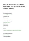 CLS CERTIFIED LABORATORY SCIENTIST&NewLine;EXAM SCRIPT 2026 FULL QUESTIONS AND&NewLine;CORRECT ANSWERS&NewLine;