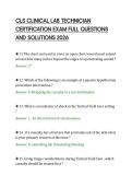 CLS CLINICAL LAB TECHNICIAN&NewLine;CERTIFICATION EXAM FULL QUESTIONS&NewLine;AND SOLUTIONS 2026&NewLine;