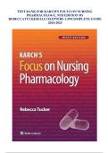 Test Bank For Karch's Focus on Nursing Pharmacology&comma; 9th Edition by Rebecca Tucker&comma; Verified Chapters 1 to 59&comma; Complete Newest Version ISBN&colon; 9781975180416&NewLine;