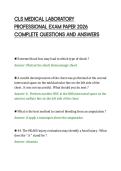 CLS MEDICAL LABORATORY&NewLine;PROFESSIONAL EXAM PAPER 2026&NewLine;COMPLETE QUESTIONS AND ANSWERS&NewLine;