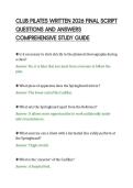 CLUB PILATES WRITTEN 2026 FINAL SCRIPT&NewLine;QUESTIONS AND ANSWERS&NewLine;COMPREHENSIVE STUDY GUIDE&NewLine;