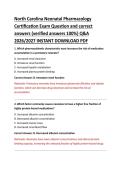 North Carolina Neonatal Pharmacology Certification Exam Practice Questions and Correct Answers &vert; Comprehensive RNC-NIC Study Guide for Neonatal Medications&comma; Pharmacokinetics&comma; Pharmacodynamics&comma; Dosage Calculations&comma; Drug Safety&comma; Antibiotics&comma; Analgesics&comma; Car