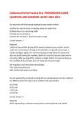 California Permit Practice Test  PREPARATION GUIDE QUESTION AND ANSWERS LATEST 2026&sol;2027  ACTUAL EXAM COMPLETE  200 QUESTIONS AND CORRECT DETAILED ANSWERS &lpar;VERIFIED ANSWERS&rpar;&period;2026&sol;2027 FREQUENTLY MOST TESTED Q&A FROM PAST PAPERS &ndash; MOST EXPECTED IN EXAM &ndash; M