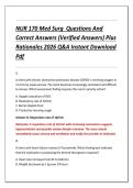 NUR 170 Med Surg  Questions And &NewLine;Correct Answers &lpar;Verified Answers&rpar; Plus &NewLine;Rationales 2026 Q&A Instant Download &NewLine;Pdf 