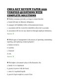 CMCA KEY REVIEW PAPER 2026&NewLine;VERIFIED QUESTIONS WITH&NewLine;COMPLETE SOLUTIONS&NewLine;