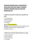 NURS3209 Pharmacology Fundamentals Exam Questions and Correct Answers