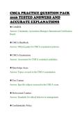 CMCA PRACTICE QUESTION PACK&NewLine;2026 TESTED ANSWERS AND&NewLine;ACCURATE EXPLANATIONS&NewLine;