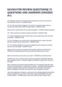 NAVIGATOR REVIEW QUESTIONS&vert;&vert; 72 QUESTIONS AND ANSWERS &lpar;GRADED A&plus;&rpar;