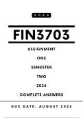 FIN3703 Assignment 1 Answers - Semester 2 2026 &vert; Due Date August 2026