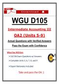 Pass WGU D105 Intermediate Accounting III OA2 Exam &lpar;2026&rpar; &ndash; Actual Questions&comma; Verified Answers &vert; Pass the OA