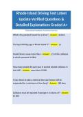 Rhode Island Driving Test Latest Update Verified Questions & Detailed Explanations Graded A&plus;