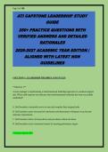 ATI CAPSTONE LEADERSHIP STUDY &NewLine;GUIDE &NewLine;250&plus; PRACTICE QUESTIONS WITH &NewLine;VERIFIED ANSWERS AND DETAILED &NewLine;RATIONALES &NewLine;2026-2027 ACADEMIC YEAR EDITION &vert; &NewLine;ALIGNED WITH LATEST NGN &NewLine;GUIDELINES &NewLine;