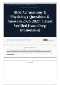 HESI A2 Anatomy & Physiology Questions & Answers 2026-2027 Latest Verified Exam Prep &lpar;Rationales&rpar;