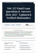 NSG 527 Final Exam Questions & Answers 2026&sol;2027 Updated & Verified &lpar;Rationales&rpar;
