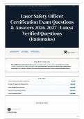Laser Safety Officer Certification Exam Questions & Answers 2026-2027 Latest Verified Questions &lpar;Rationales&rpar;