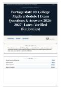 Portage Math 101 College Algebra Module 1 Exam Questions & Answers 2026-2027 Latest Verified &lpar;Rationales&rpar;