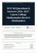 MAT 101 Questions & Answers 2026-2027 Latest College Mathematics Review &lpar;Rationales&rpar;