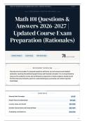 Math 101 Questions & Answers 2026-2027 Updated Course Exam Preparation &lpar;Rationales&rpar;