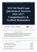 MAT 101 Final Exam Questions & Answers 2026-2027 Comprehensive & Verified &lpar;Rationales&rpar;