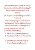 Test Bank for Culture Counts A Concise Introduction to Cultural Anthropology 5th Edition By Serena Nanda&comma; Richard Warms