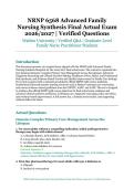 NRNP 6568 Advanced Family Nursing Synthesis Final Actual Exam &ndash; Walden University &ndash; 2026&sol;2027 Academic Year &ndash; Verified Questions and Answers