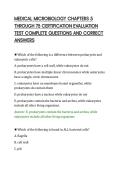 MEDICAL MICROBIOLOGY CHAPTERS 5 THROUGH 75 CERTIFICATION EVALUATION TEST COMPLETE QUESTIONS AND CORRECT ANSWERS&period;pdf&NewLine;&NewLine;