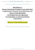 BSN HESI 215 &NewLine;Dosage Calculation Complete Exam 2026&sol;2027 &NewLine;Comprehensive Practice Exam Questions and &NewLine;Answers With Rationales &NewLine;150 Original Practice Questions &NewLine;Covering Basic to Advanced Clinical &NewLine;Calculations &NewLine;INSTANT PDF DOWNLOAD 