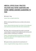 MEDICAL OFFICE EXAM 1 PRACTICE SOLUTION 2026 TESTED QUESTIONS AND EXPERT VERIFIED ANSWERS GUARANTEED TO PASS&period;pdf&NewLine;&NewLine;